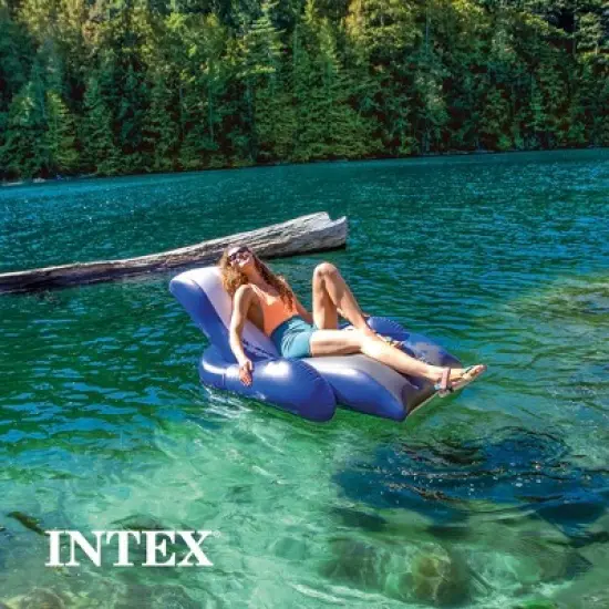 Intex Inflatable Floating Comfortable Recliner Lounges with Cup Holders image {5}