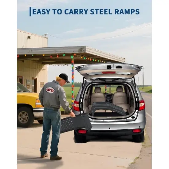 8" Lift Steel Car Ramp 8000 Lbs Capacity, 4000 Lbs Per Ramps, Heavy Duty Truck Ramps for Car Repair or Vehicle Maintenance, 2 Pack Car Ramps, Black image {6}