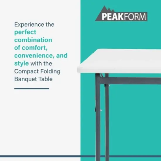 Peakform Multipurpose Banquet Squared Table Lightweight Folding Durable Desk with Secure Base for Indoor and Outdoor Events, 34 Inch, White image {3}