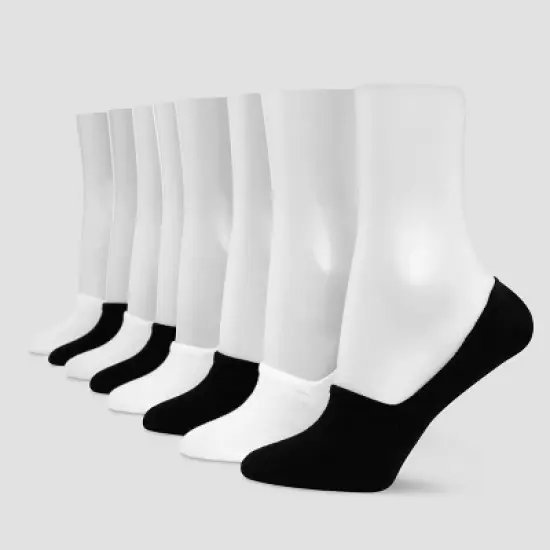 Hanes Premium Performance Women's Extended Size Lightweight 6+2 Bonus Pack Liner Athletic Socks - Black/White 8-12 image {2}