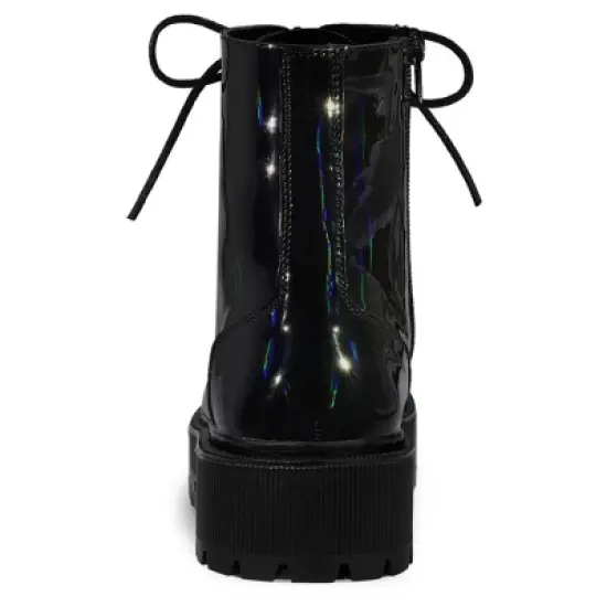 Allegra K Women's Round Toe Platform Lace Up Colorful Combat Ankle Boots image {3}