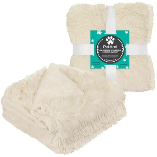 PetAmi Waterproof Pet Blanket Dogs Cats Puppy, Soft Faux Shearling Fur Cover, Leakproof Fleece Fuzzy Plush Reversible image {5}