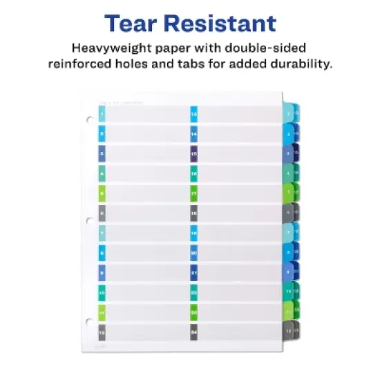 Avery Ready Index 24 Tab Double Column Binder Dividers, Customizable Table of Contents, Multicolor Tabs, 1 Set (11321) image {4}