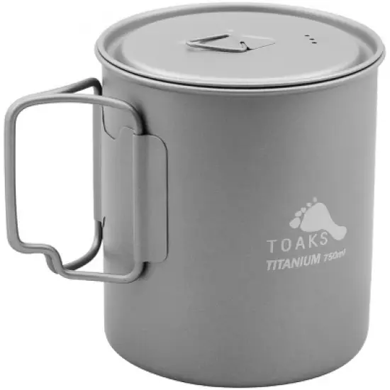 TOAKS Ultralight Titanium Camping Cook Pot with Foldable Handles and Lid image {4}