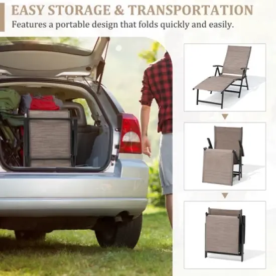 Pellebant Outdoor Aluminum Adjustable Folding Chaise Lounge Chairs and Foldable Side Table image {5}