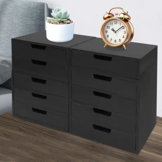 YIYIBYUS Desktop Storage Organizers, Desktop Wood Stackable Drawer Cabinet image {1}