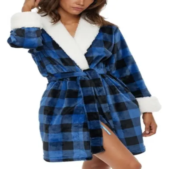 Women's Classic Plush Robe, Short Fleece Bathrobe Prints image {6}