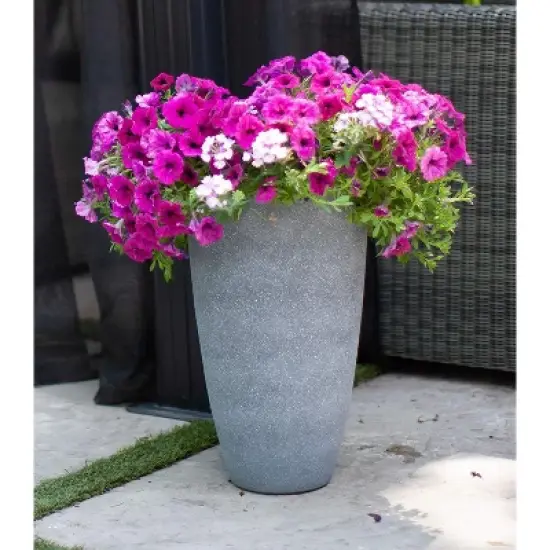 Algreen Acerra Weather Resistant Composite Tall Vase Round Planter Pot 20 x 12 x 12 Inches, Gray Stucco image {4}