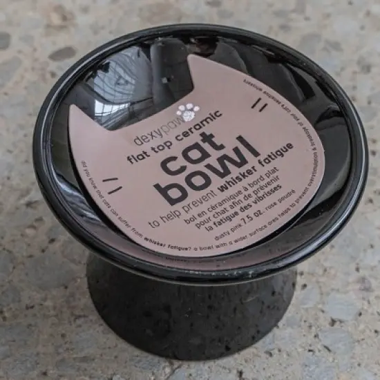 Dexypaws: Flat Top Ceramic Bowl For Cats - Black - 7.5oz Capacity image {3}