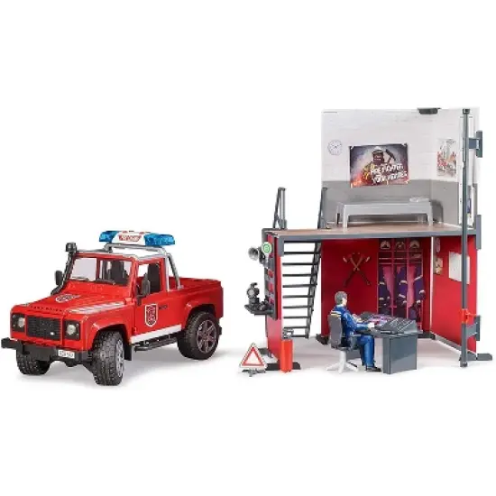 Bruder bworld Firestation with Land Rover, Fireman and Accessories image {8}