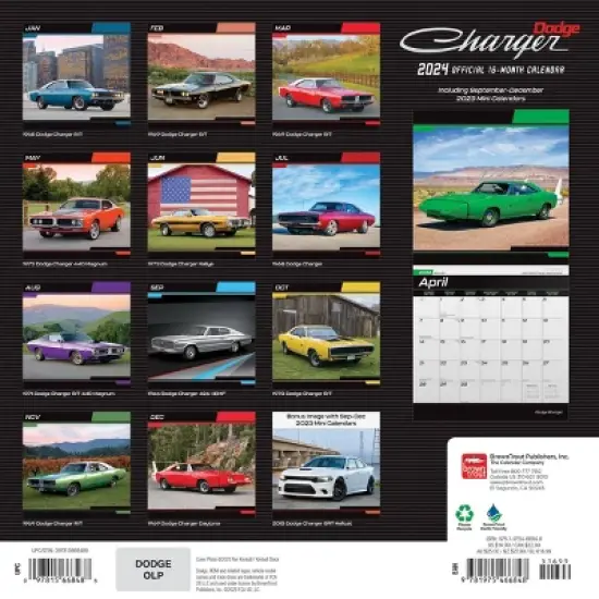 Browntrout 2024 Wall Calendar 12"x12" Dodge Charger Foiled image {1}