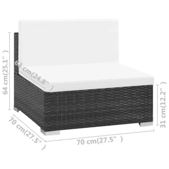 vidaXL Patio Sofa Set Set of 8 Black with Cream cushions image {8}