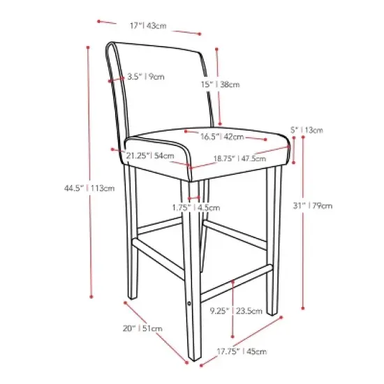 Antonio Bar Height Barstool w/ Bonded Leather Seat - Corliving image {6}