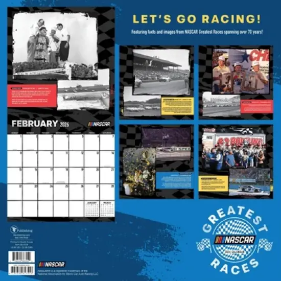 TF Publishing 13.5"x14.5" 2026 Nascar Best Races Wall Calendar image {4}