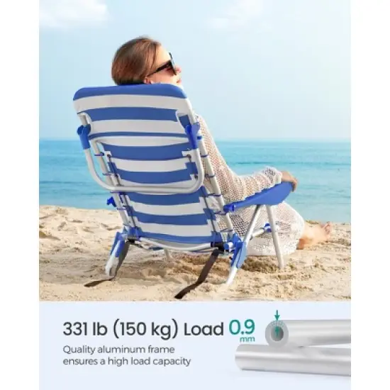 Heavy-Duty Portable Folding Chair with Adjustable Backrest, Headrest, Armrest, 2 Side Pockets, 331 lb Capacity, Carry as Backpack image {4}