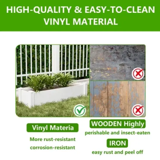Lirago 51" x 28" x 13" White PVC Modular Garden Fence Panel Durable Easy to Install Soil Improvement Solution image {3}