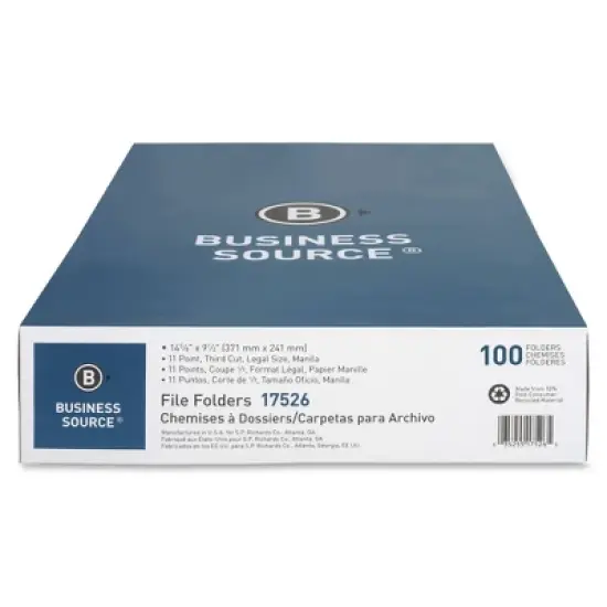 Business Source 1/3 Tab Cut Legal Top Tab File Folder image {2}