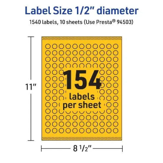 Avery Bright Yellow Paper Labels, 0.5" Diameter Round image {4}