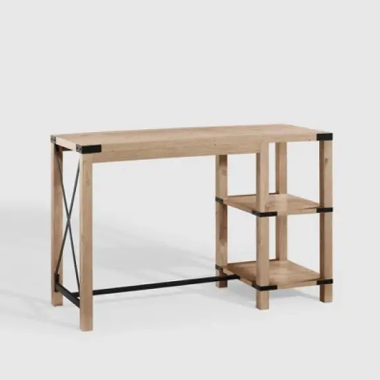 Rustic Farmhouse Metal X Kitchen Island with Shelves - Saracina Home image {13}