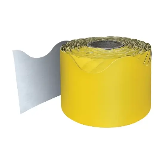 Carson Dellosa Education Yellow Rolled Scalloped Border, 65 Feet Per Roll, Pack of 3 image {1}