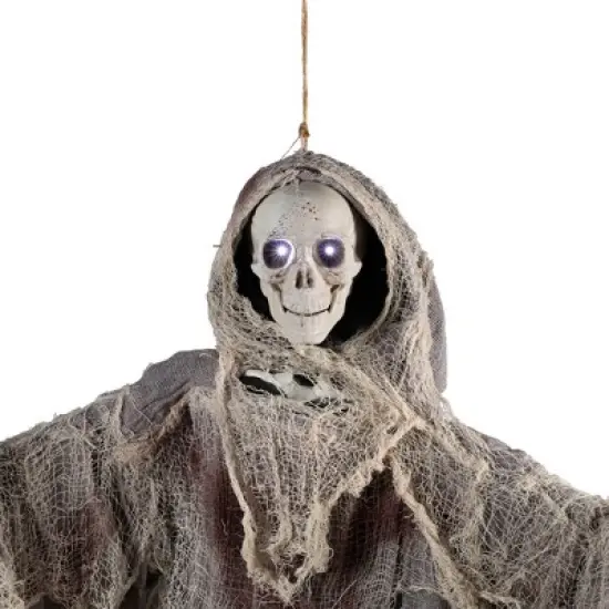 Northlight 36" Prelit Touch Activated Death Reaper Hanging Halloween Decoration - White/Gray image {4}