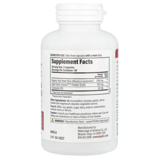 Kyolic Aged Garlic Extract&trade;, Red Yeast Rice plus CoQ10, Formula 114, 150 Capsules image {1}