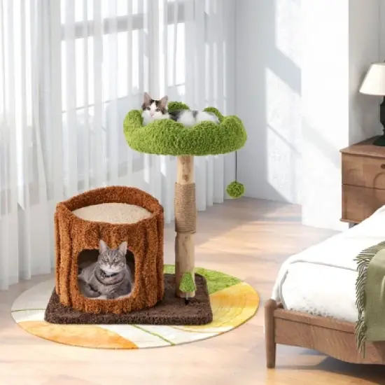 Tangkula Multifunctional Cat Tree w/ Sisal Covered Scratching Posts Top Perch Modern image {2}