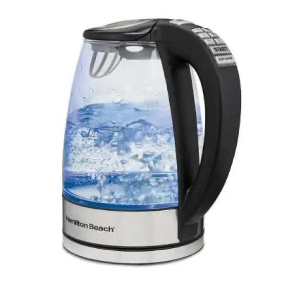 Hamilton Beach 1.7L Glass Variable Temp Kettle 40941R: Electric Tea Maker, 1500W, Hand Wash, Silver, Plastic Handle & Lid image {2}