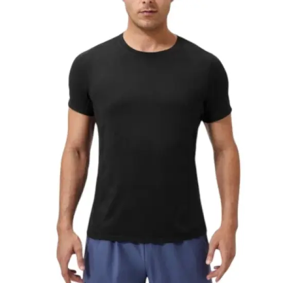 Anna-Kaci Active Men's Performance Crew Neck Athletic T-Shirt with Subtle Hex Pattern and Moisture-Wicking Fabric image {7}