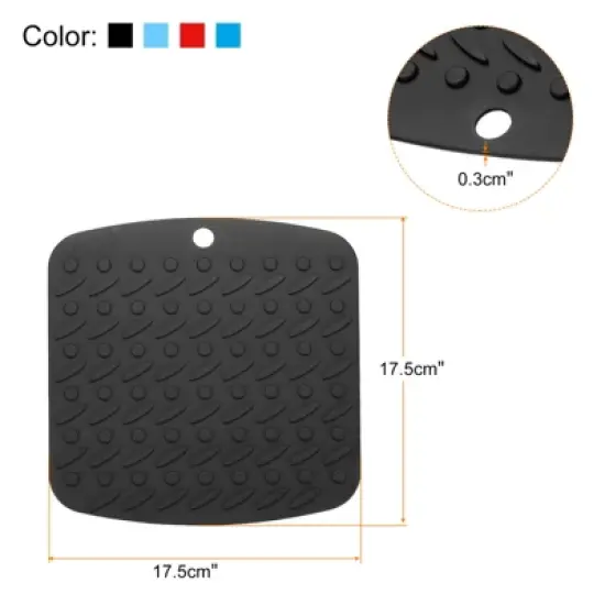 Unique Bargains Flexible Durable Non-Slip Silicone Trivet Mat Black/Red/Blue/Light Blue 4 Pcs image {1}