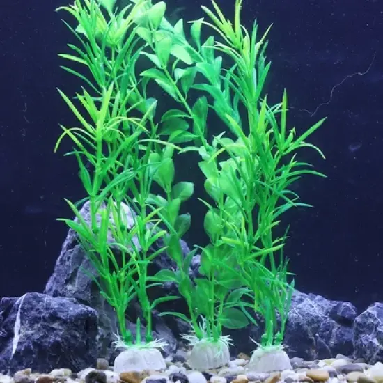 Unique Bargains Aquarium Plastic Fish Tank Artificial Plants Green 3 Pcs image {5}