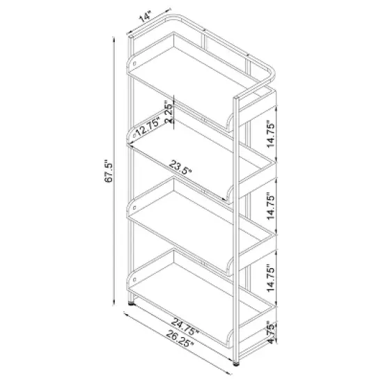 Ember 4 Shelf Bookcase - Coaster image {8}