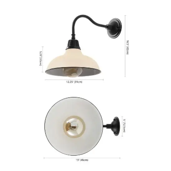 JONATHAN Y Aurora Farmhouse Industrial Indoor/Outdoor Iron LED Gooseneck Arm Outdoor Sconce image {3}