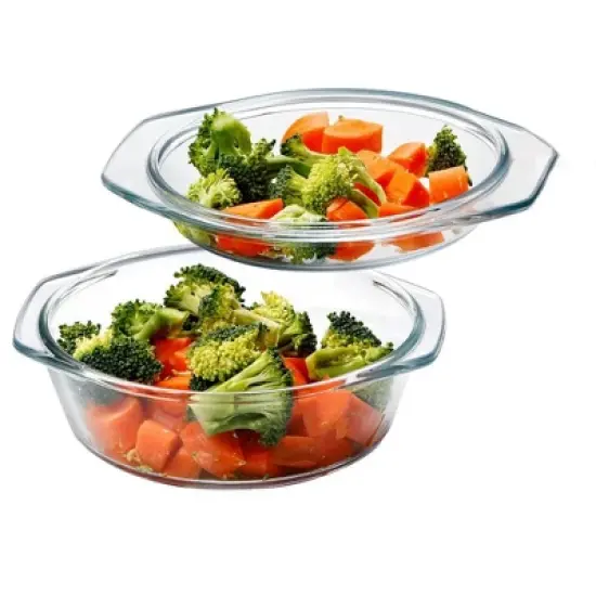 Itopfox Small Round Glass Casserole Dish with Lid, Microwave and Oven Safe Mini Glass Bowl for Cooking and Serving image {7}