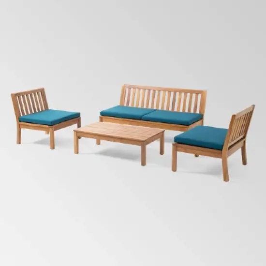 Caswell 4pc Acacia Wood Chat Set - Christopher Knight Home image {7}