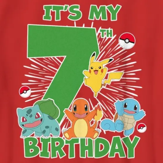 Boy's Pokemon It's My 7th Birthday Starters T-Shirt image {6}