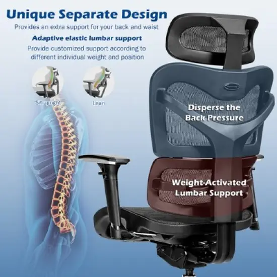 Costway Ergonomic Mesh Office Chair Adjustable High Back Chair w/ Lumbar Support image {6}
