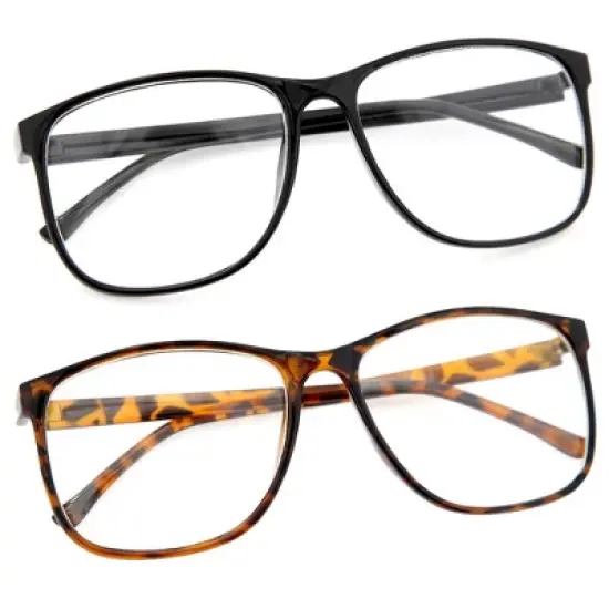 grinderPUNCH Oversized Tortoise Nerdy Glasses  Lightweight Thin Plastic Frame with Clear Lens image {3}