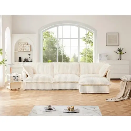 NicBex Couches for Living Room Single Deep Seat Sofa Couch Corduroy Slip-covered Armchair with 1 Big Back Cushion and 2 Big Toss Pillows image {9}