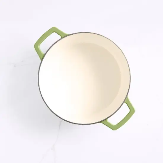 Martha Stewart 5qt Enameled Cast Iron Dutch Oven with Lid Bay Leaf: Oven-Safe, Smooth Surface Induction Compatible image {2}