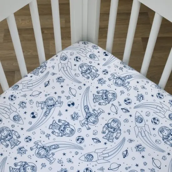 NoJo Disney Toy Story Outta This World Blue and White Nursery Fitted Crib Sheet image {1}