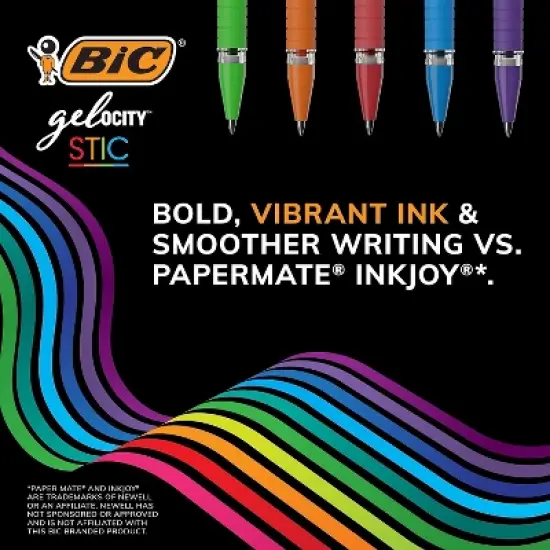 BIC Gel-ocity Stic Gel Pens Medium Point 0.7 mm Assorted Colors 14/Pack (RGSMP14-AST) image {8}