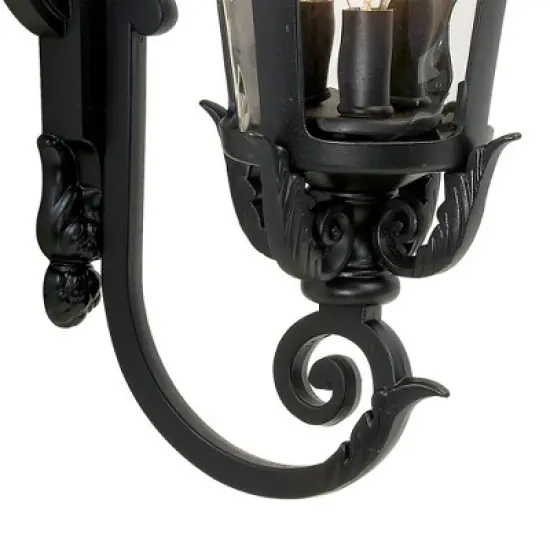 John Timberland Casa Marseille Vintage Rustic Outdoor Wall Light Fixture Black Scroll Arm 21 1/2" Clear Hammered Glass for Post Exterior Barn Deck image {4}