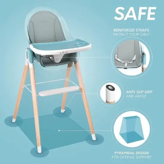 Children of Design Adjustable 6-in-1 Wooden Classic High Chair for Babies & Toddlers image {7}