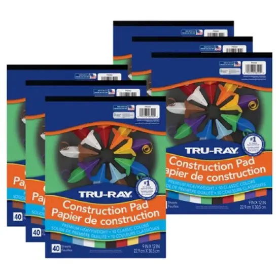Tru-Ray&reg; Construction Paper Pad, 10 Classic Colors, 9" x 12", 40 Sheets, Pack of 6 image {5}