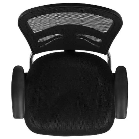 Flash Furniture Black Mesh Side Reception Chair with Chrome Sled Base image {8}