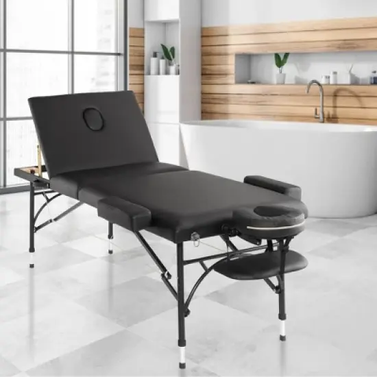 Saloniture Professional Portable Lightweight Tri-Fold Massage Table with Aluminum Legs image {6}