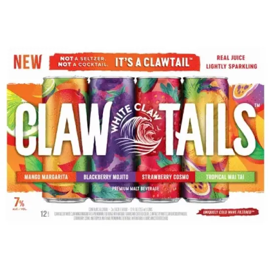 White Claw Hard Seltzer Clawtails Variety Flavored Alcoholic Beverages - 12pk/12 fl oz Cans image {9}