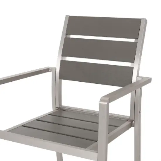 GDFStudio Crested Bay Outdoor Aluminum and Faux Wood Dining Chairs (Set of 2) image {6}