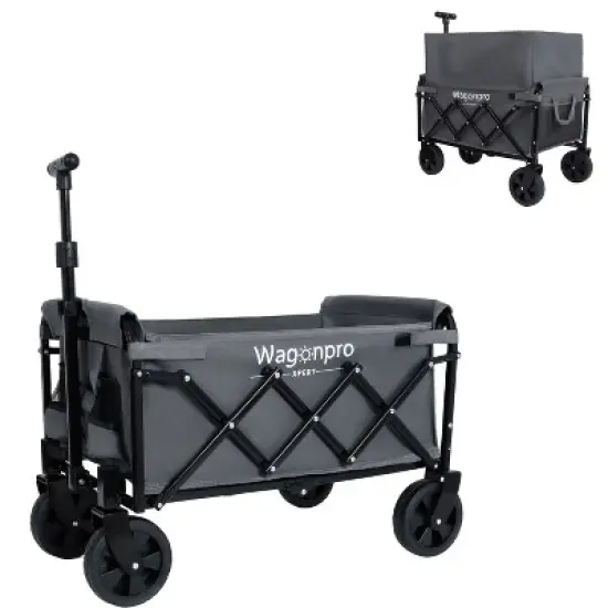Whisen Lightweight Folding Utility Wagon Cart with Dual-Layer Expandable Storage, 360&deg;Swivel Wheels image {16}
